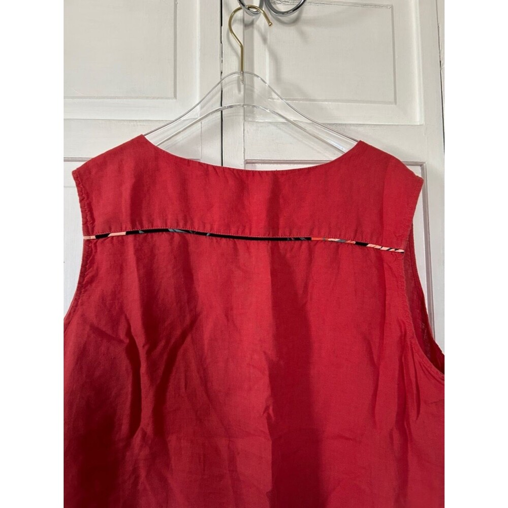 Devernois Coral 100% Linen V-Neck dress with Floral Trim - EU 46 - Picture 7 of 8